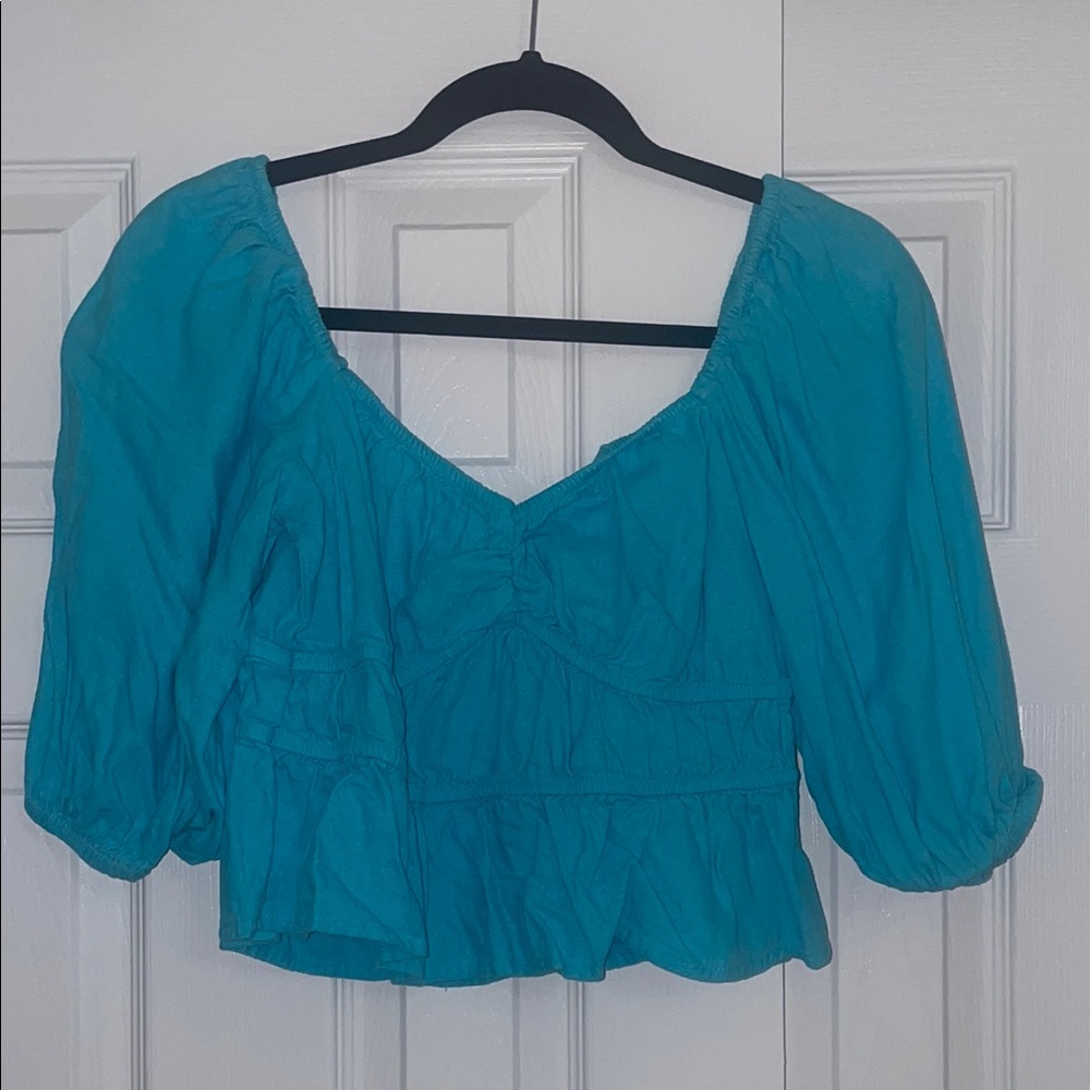 a new day Teal Puff Sleeve Blouse